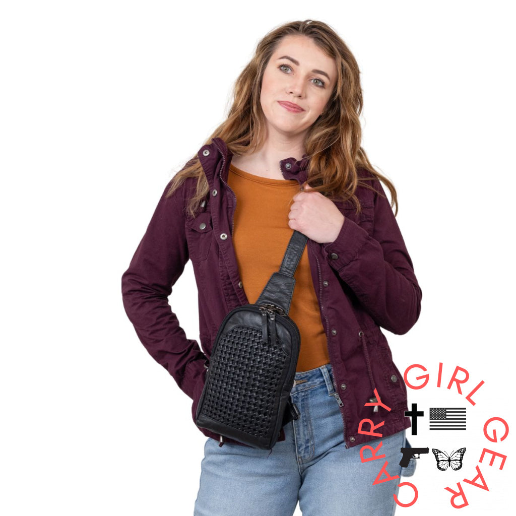 Concealed Carry Bristol Sling Leather Backpack By Lady Conceal Slings