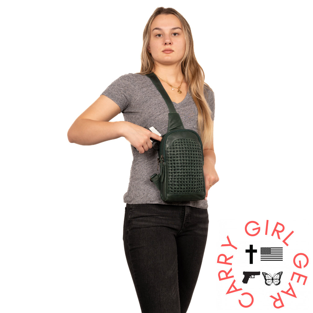 Concealed Carry Bristol Sling Leather Backpack By Lady Conceal Slings