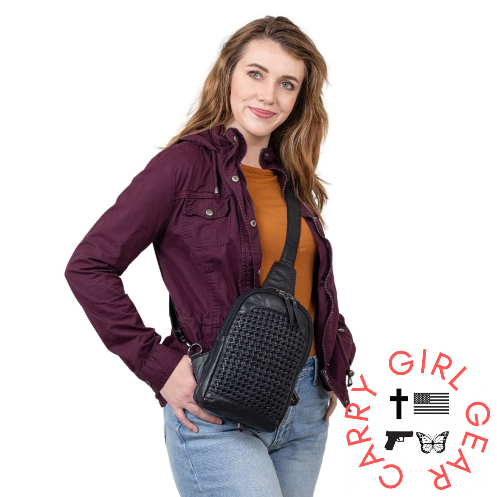 Concealed Carry Bristol Sling Leather Backpack By Lady Conceal Slings