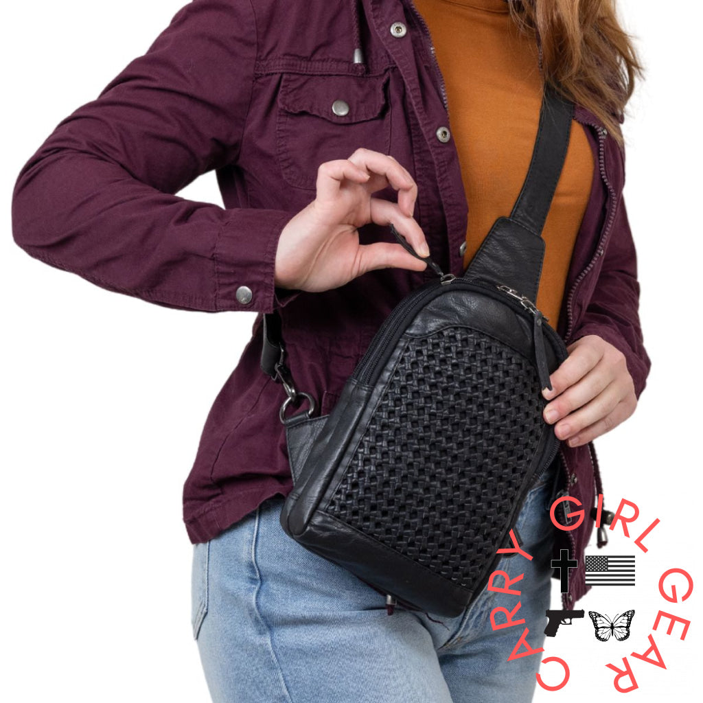 Concealed Carry Bristol Sling Leather Backpack By Lady Conceal Slings