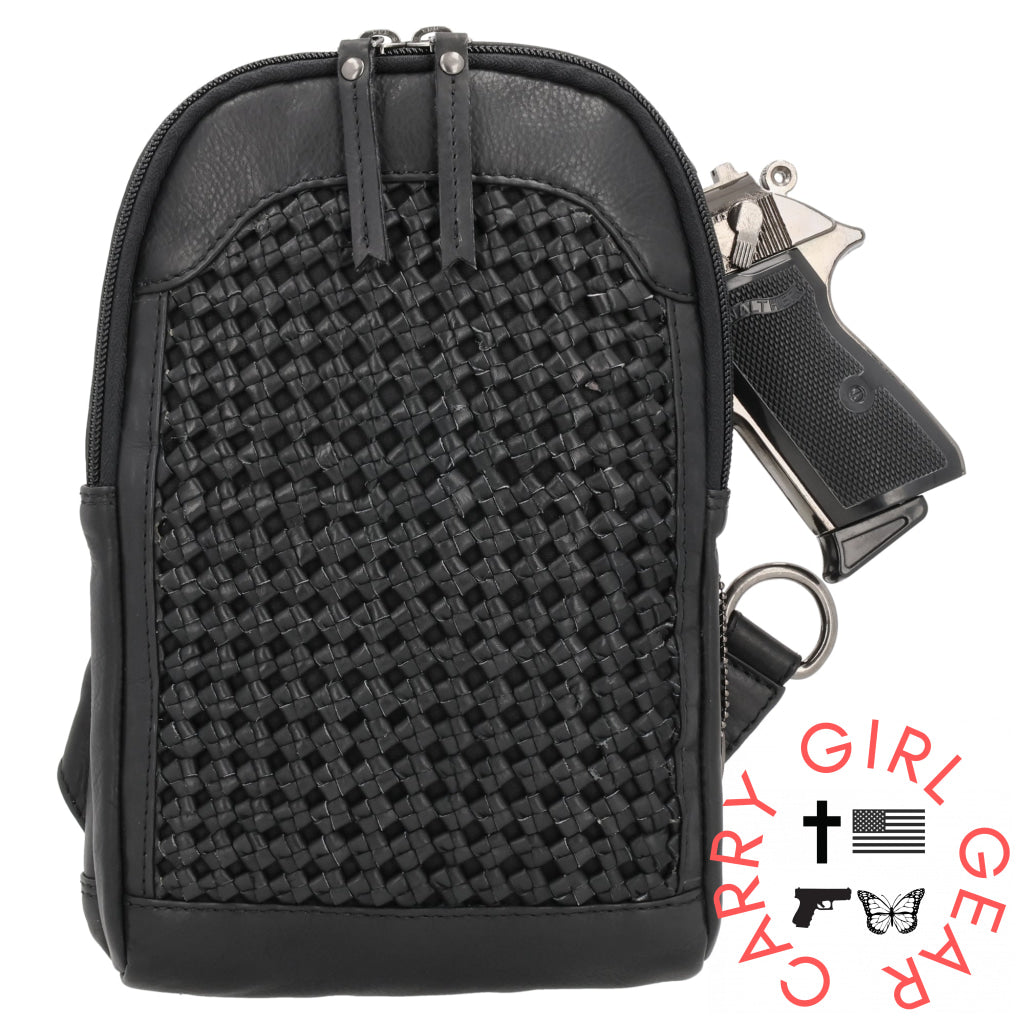 Concealed Carry Bristol Sling Leather Backpack By Lady Conceal Slings