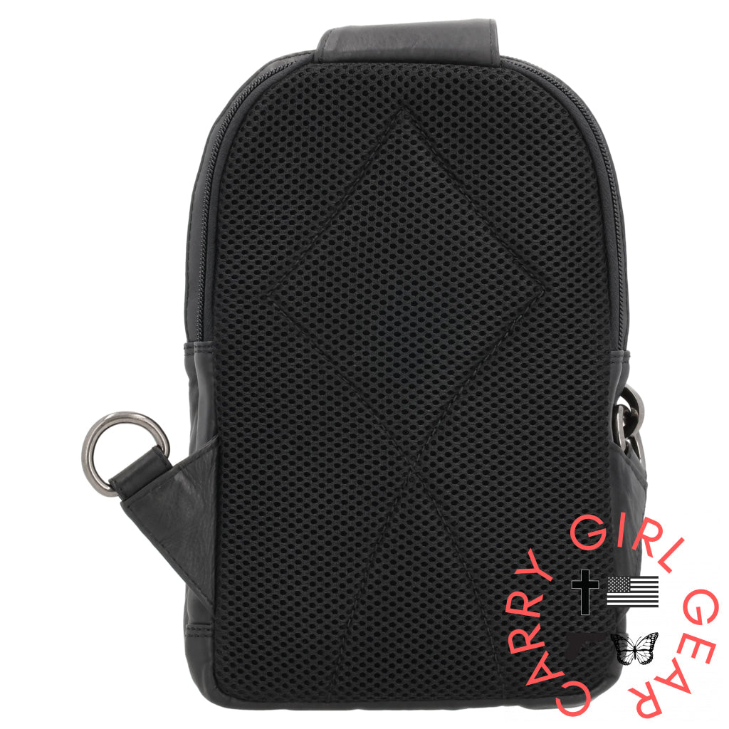 Concealed Carry Bristol Sling Leather Backpack By Lady Conceal Slings