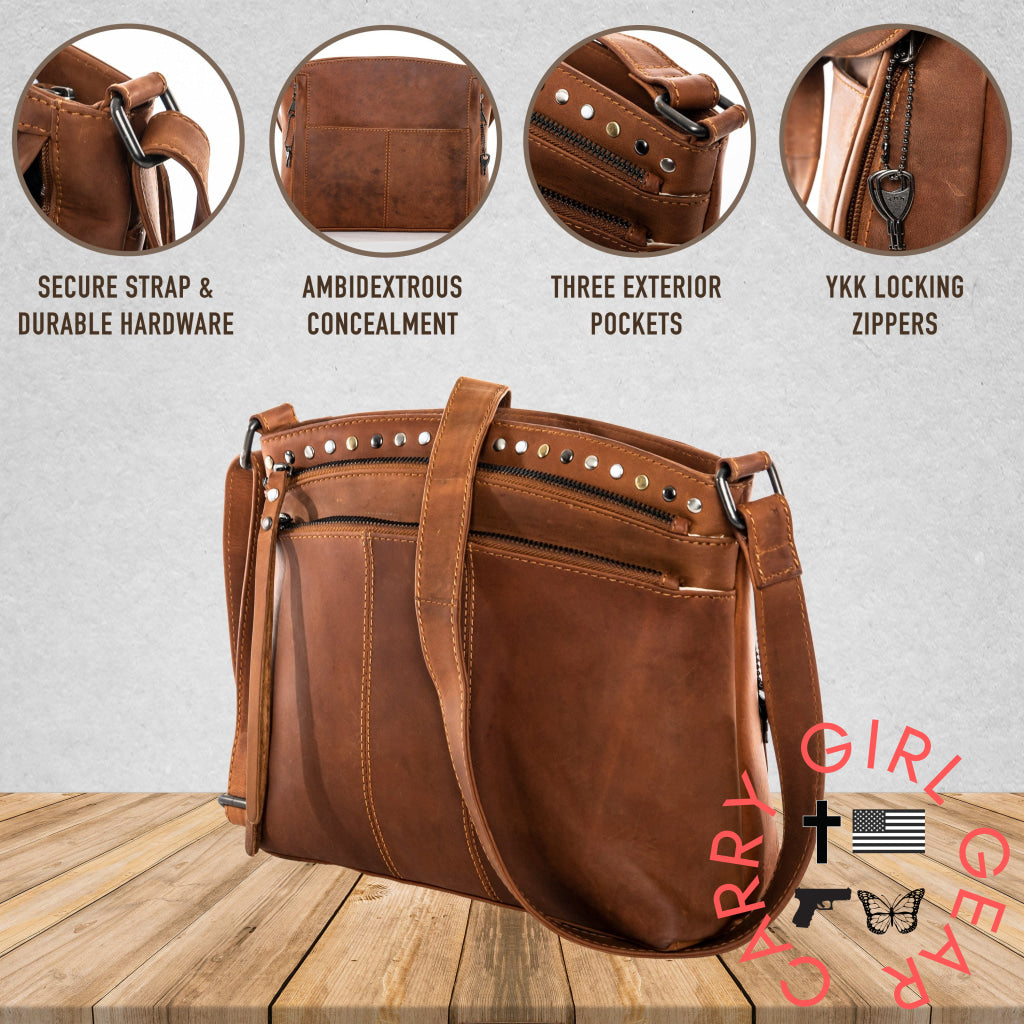 Concealed Carry Brynn Leather Crossbody By Lady Conceal Bags