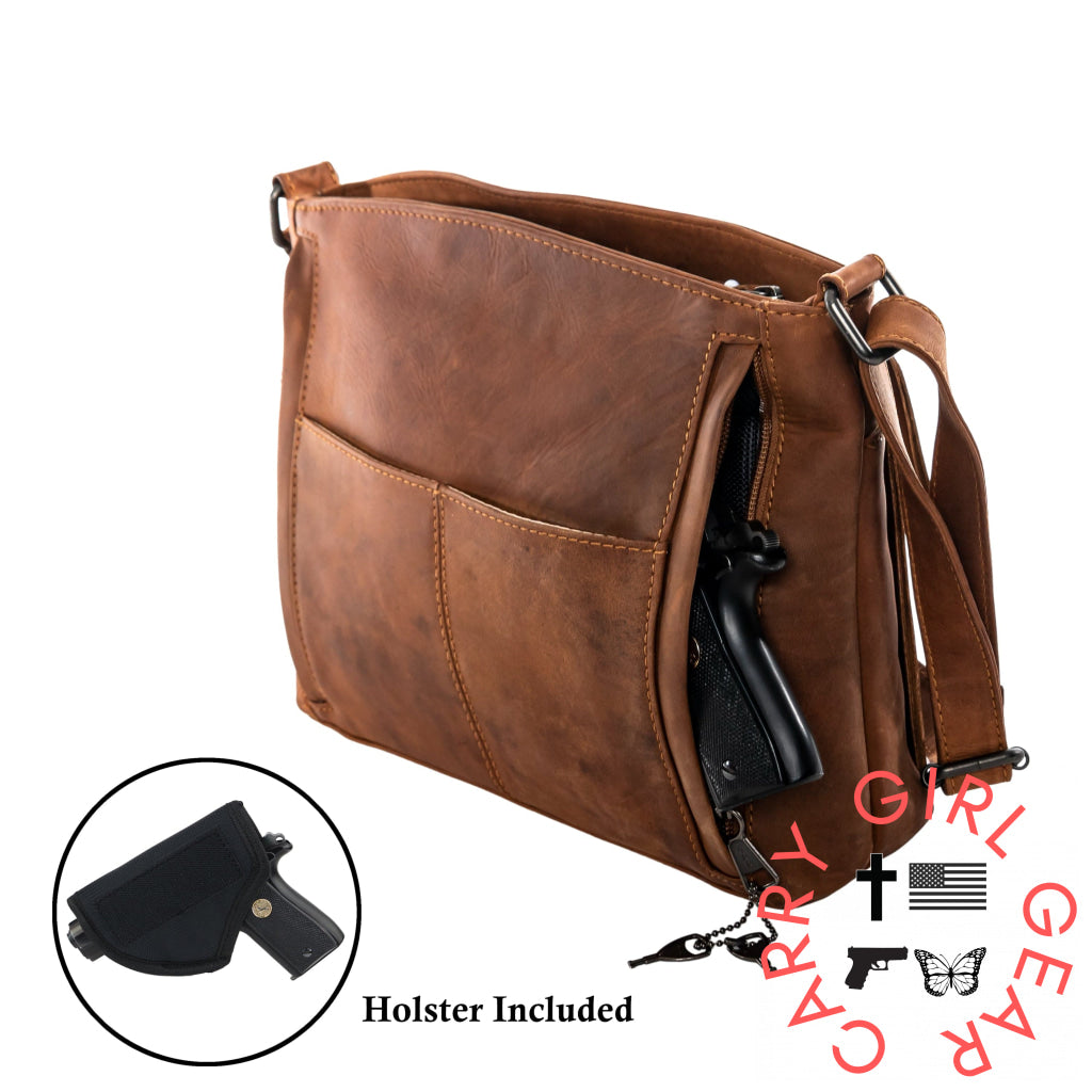 Concealed Carry Brynn Leather Crossbody By Lady Conceal Bags