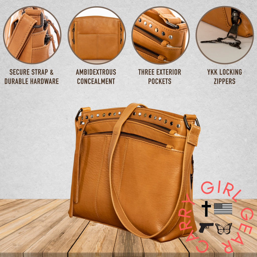 Concealed Carry Brynn Leather Crossbody By Lady Conceal Bags