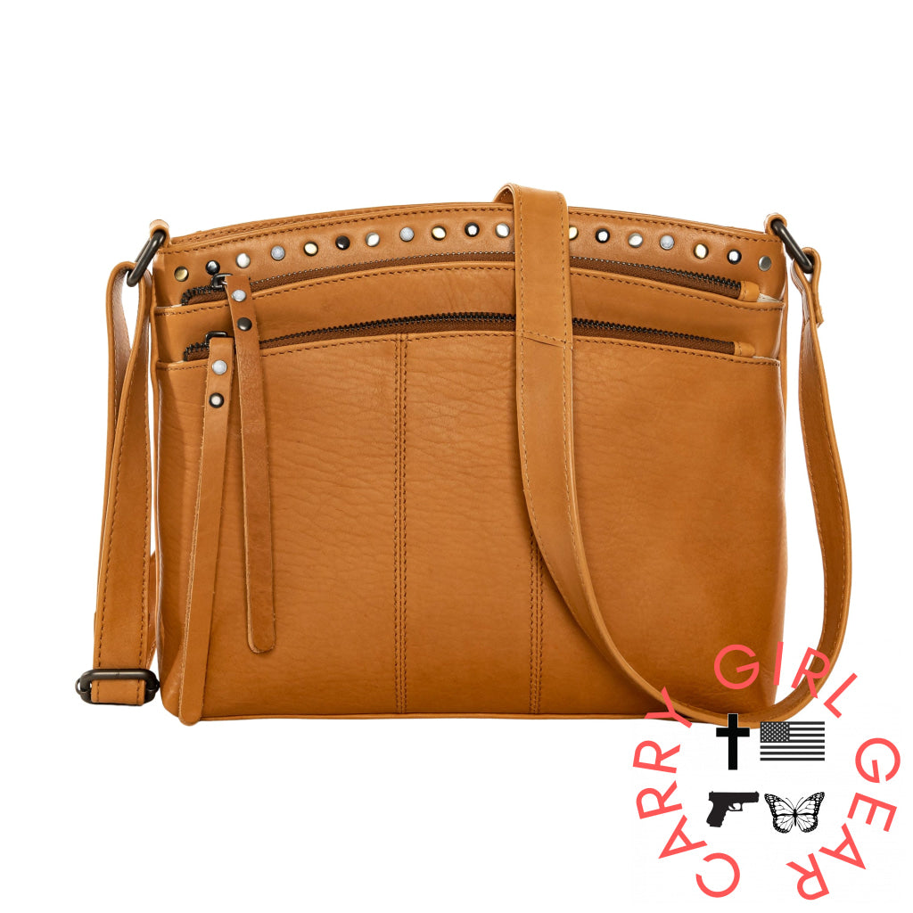 Concealed Carry Brynn Leather Crossbody By Lady Conceal Caramel Bags