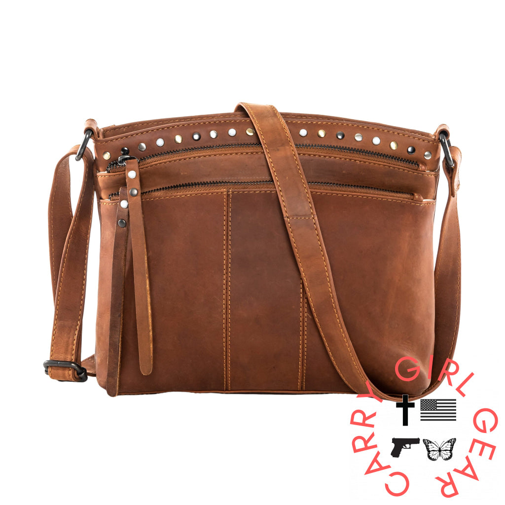 Concealed Carry Brynn Leather Crossbody By Lady Conceal Cognac Bags