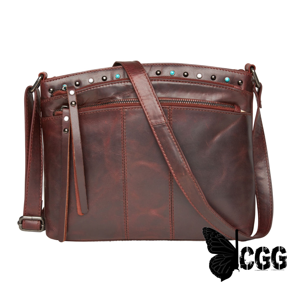 Concealed Carry Brynn Leather Crossbody By Lady Conceal Dark Mahogany Bags