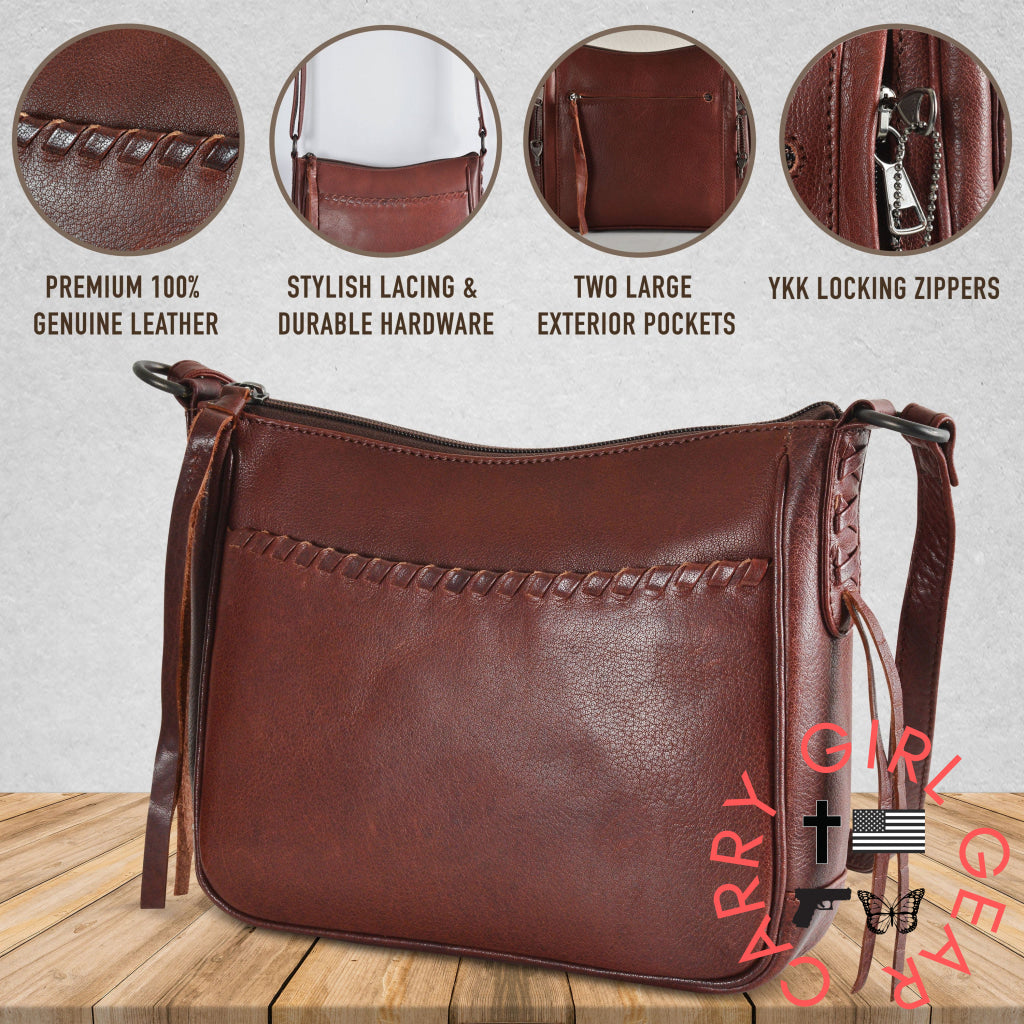 Concealed Carry Callie Leather Crossbody By Lady Conceal Bags