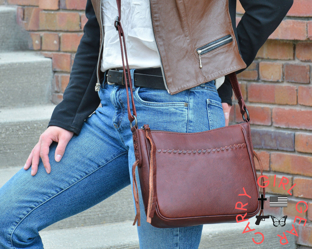 Concealed Carry Callie Leather Crossbody By Lady Conceal Bags