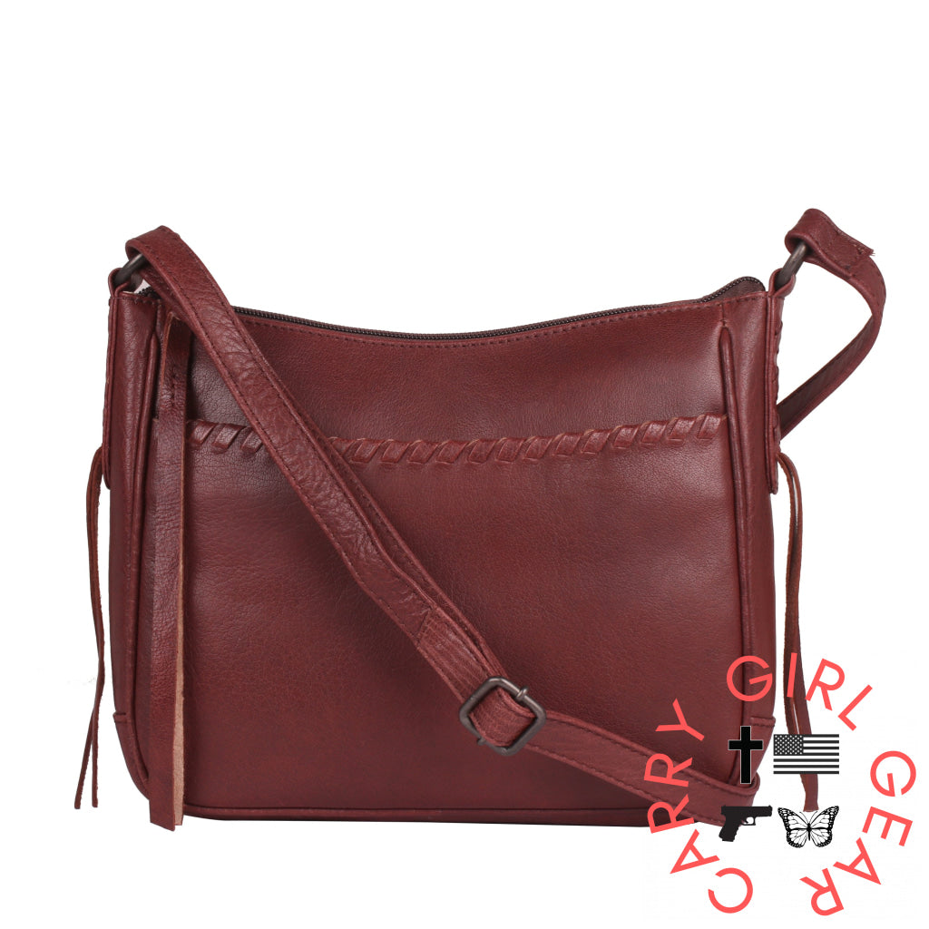 Concealed Carry Callie Leather Crossbody By Lady Conceal Mahogany Bags