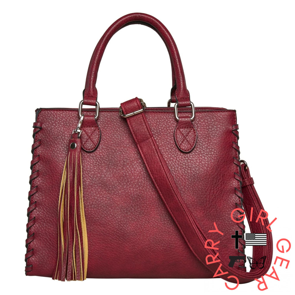 Concealed Carry Crossbody Ann Satchel By Lady Conceal Burgundy Satchels