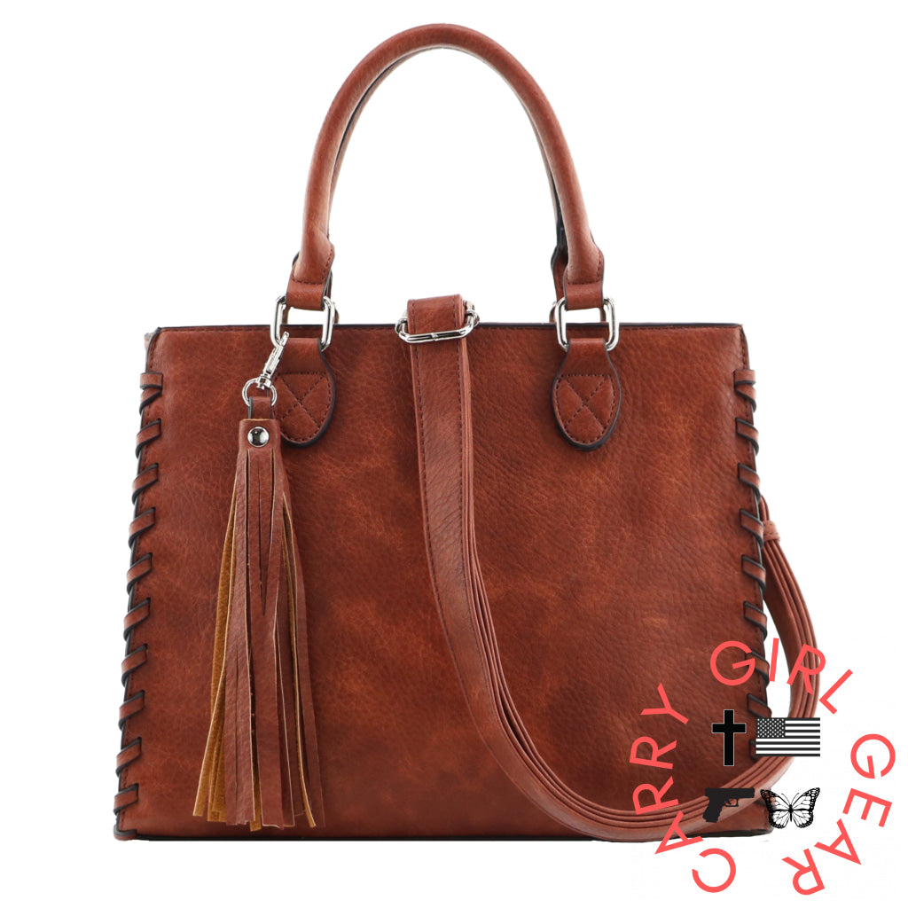 Concealed Carry Crossbody Ann Satchel By Lady Conceal Mahogany Satchels