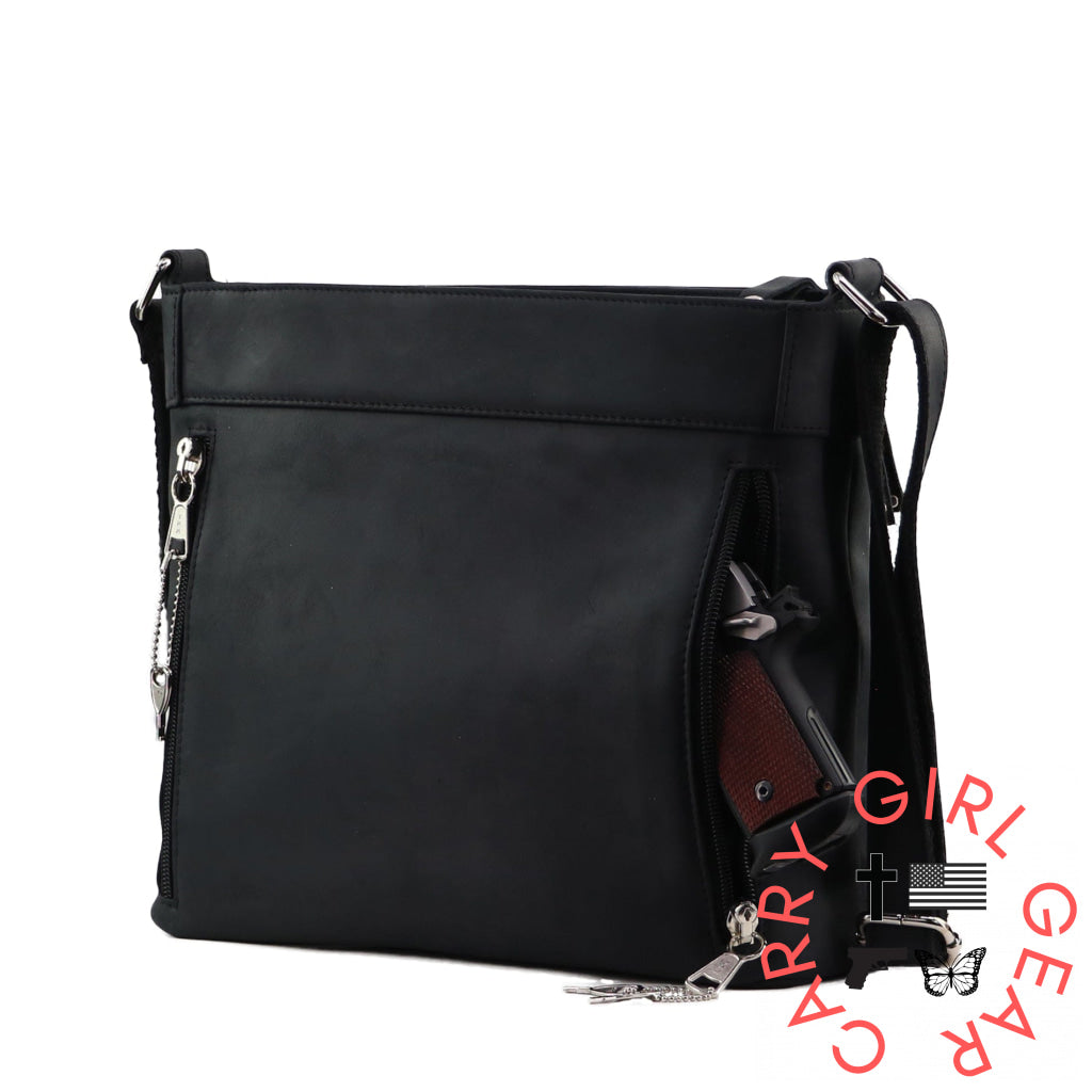 Concealed Carry Delaney Leather Crossbody By Lady Conceal Bags
