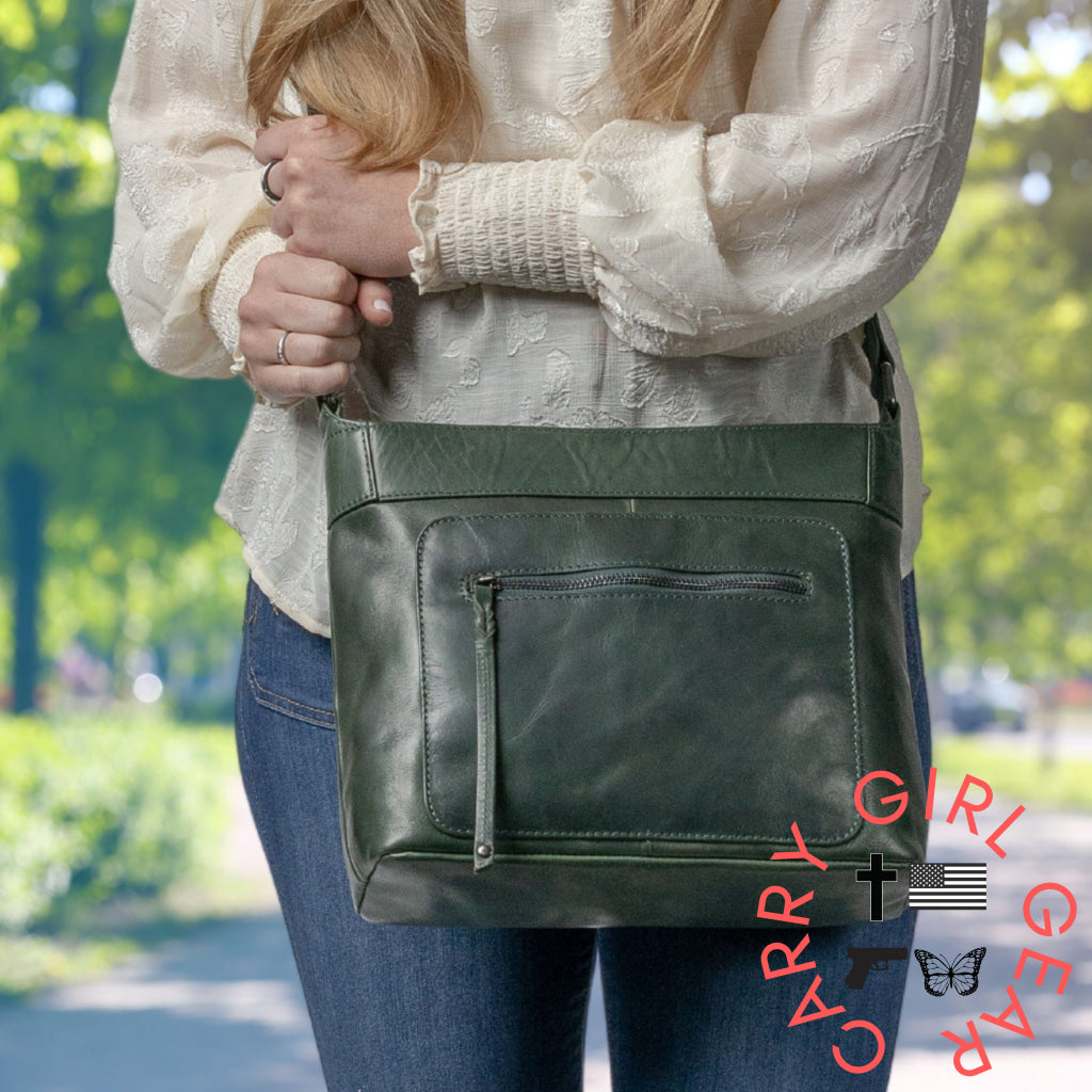 Concealed Carry Delaney Leather Crossbody By Lady Conceal Bags