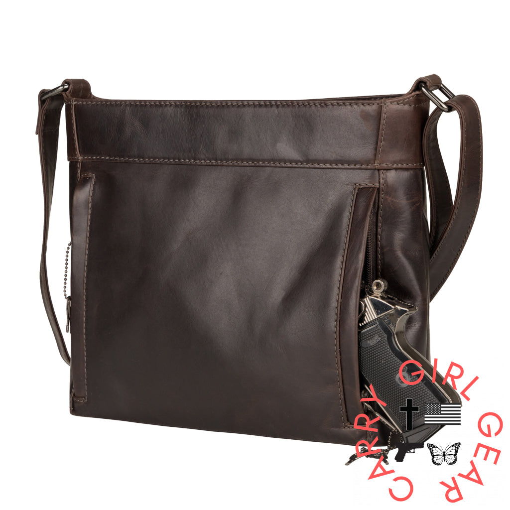 Concealed Carry Delaney Leather Crossbody By Lady Conceal Bags
