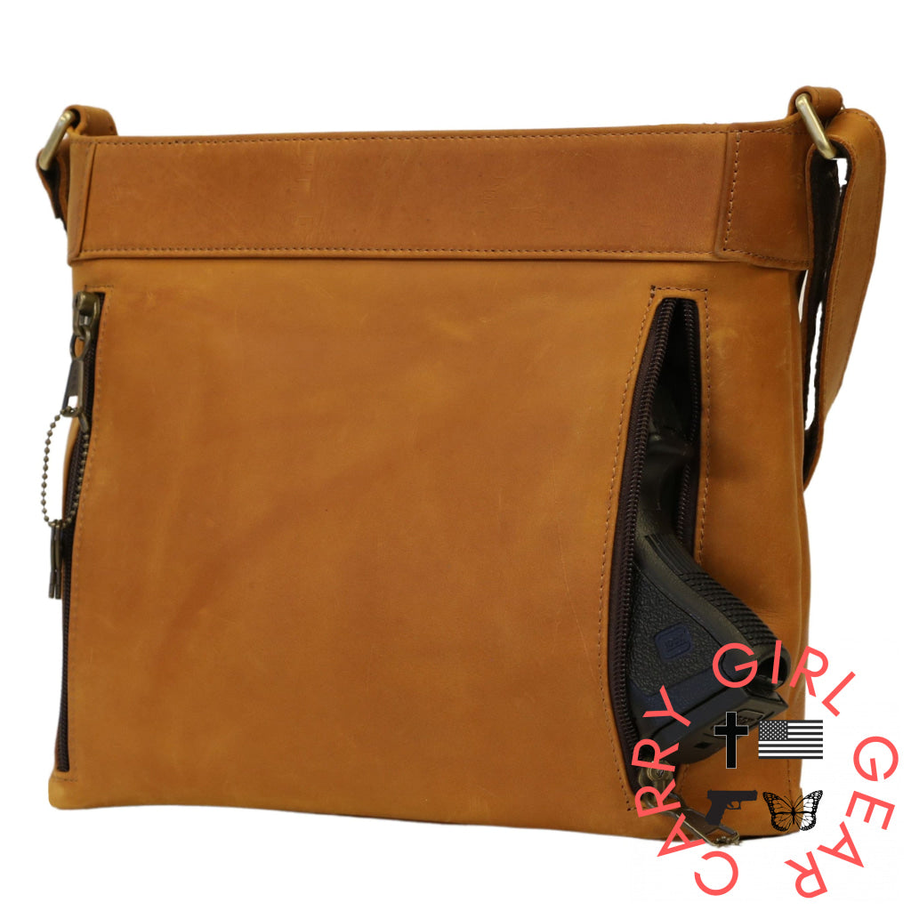 Concealed Carry Delaney Leather Crossbody By Lady Conceal Bags
