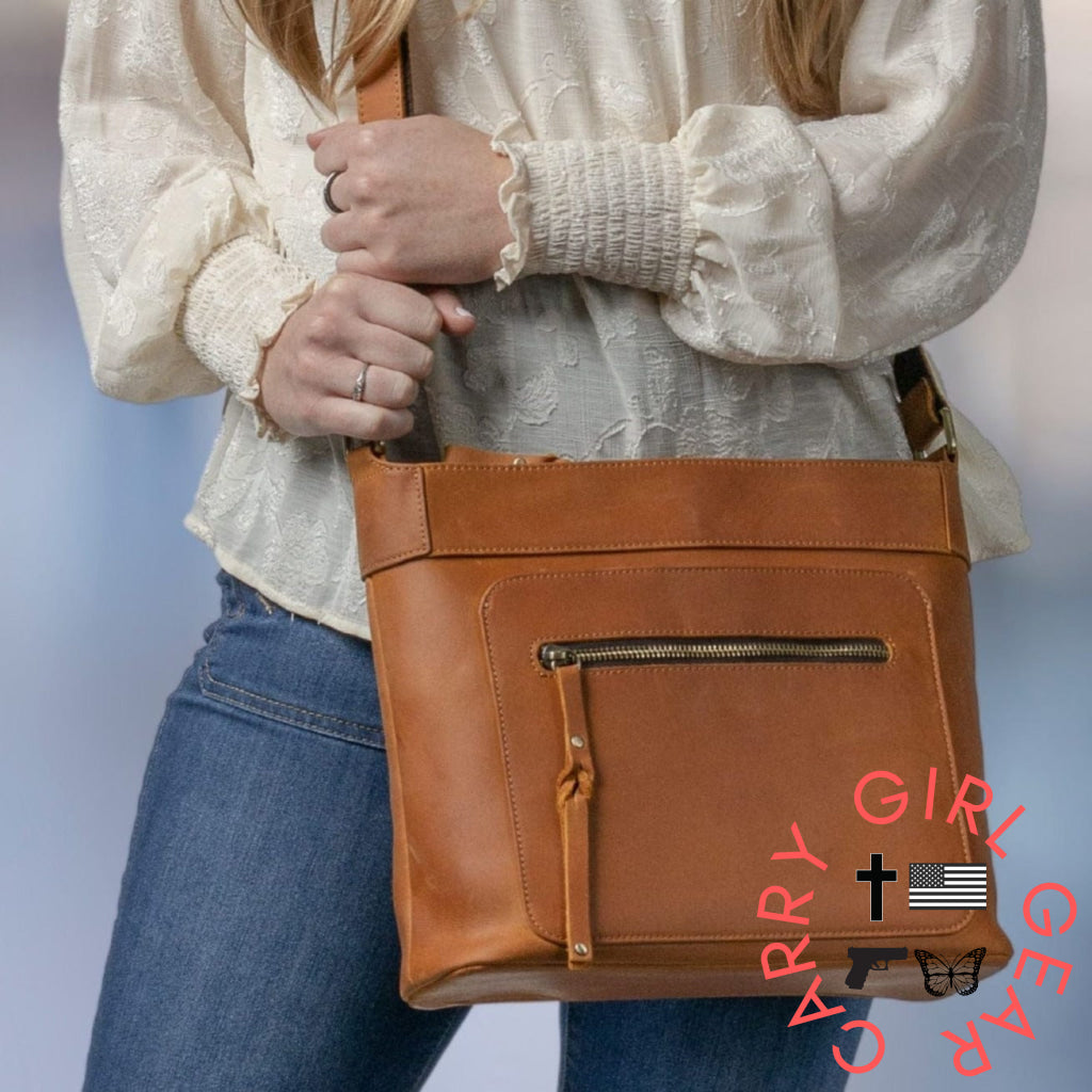 Concealed Carry Delaney Leather Crossbody By Lady Conceal Bags