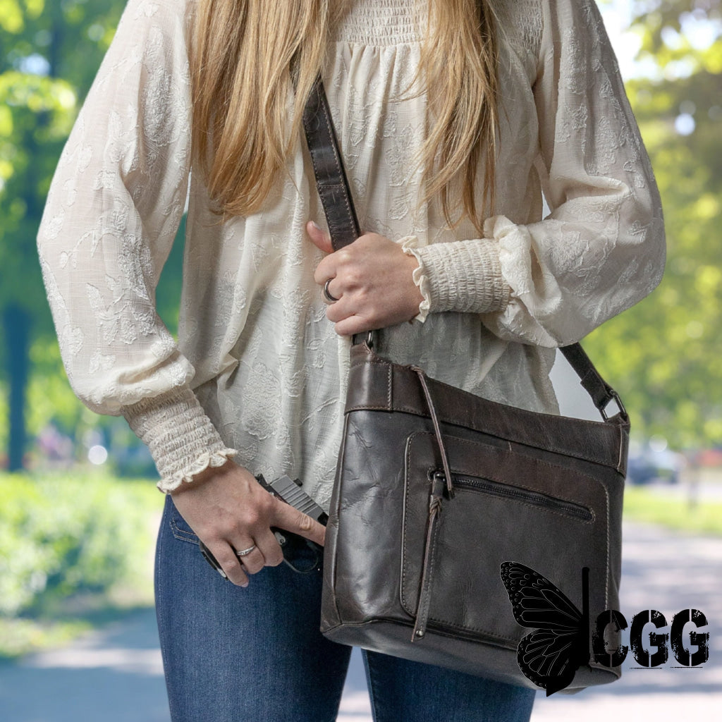 Concealed Carry Delaney Leather Crossbody By Lady Conceal Bags