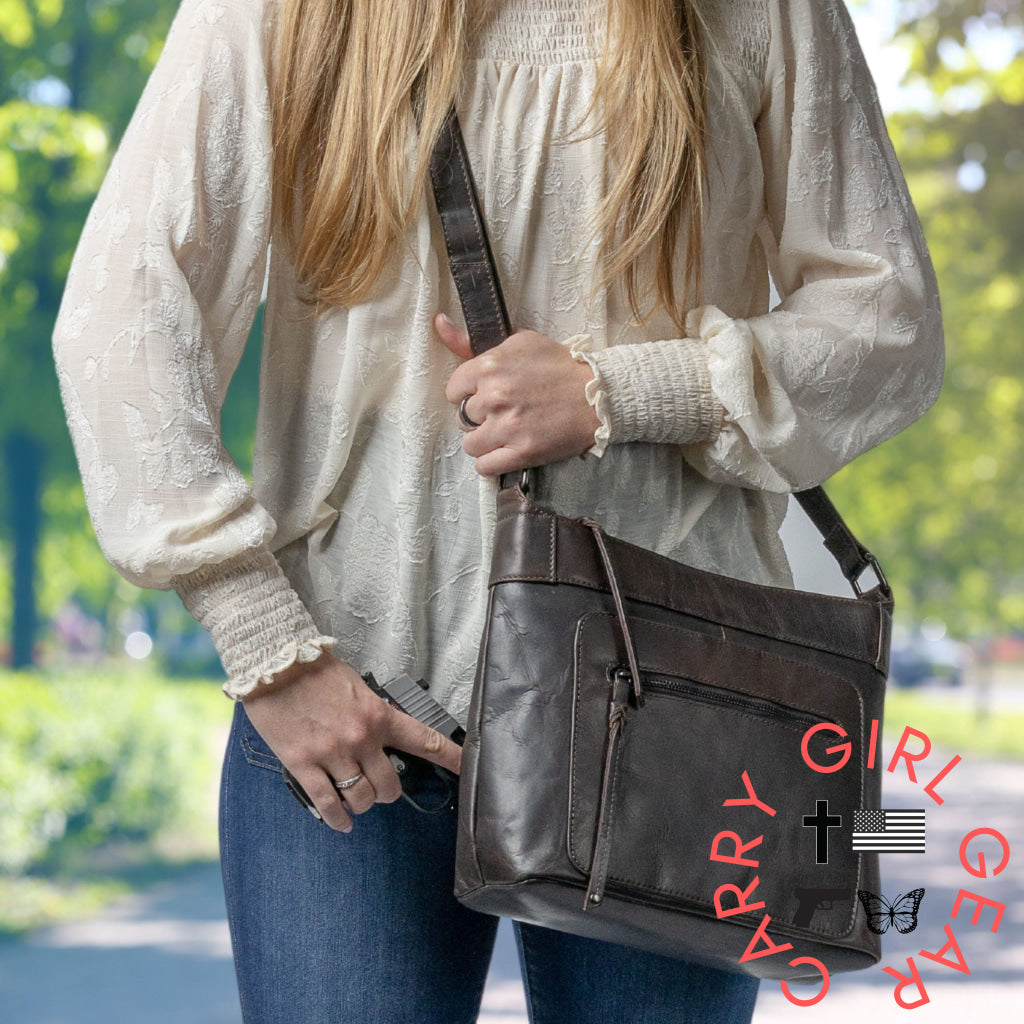 Concealed Carry Delaney Leather Crossbody By Lady Conceal Bags