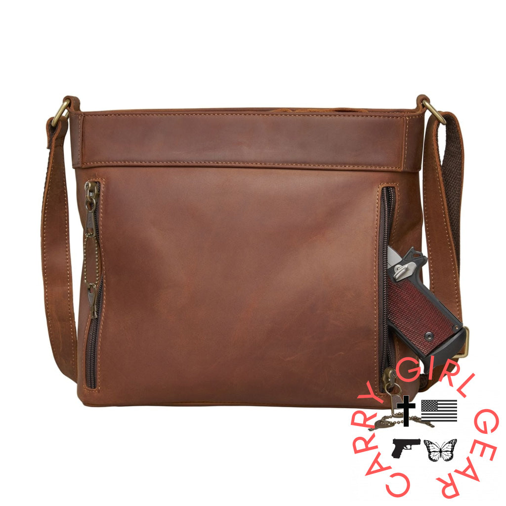 Concealed Carry Delaney Leather Crossbody By Lady Conceal Bags
