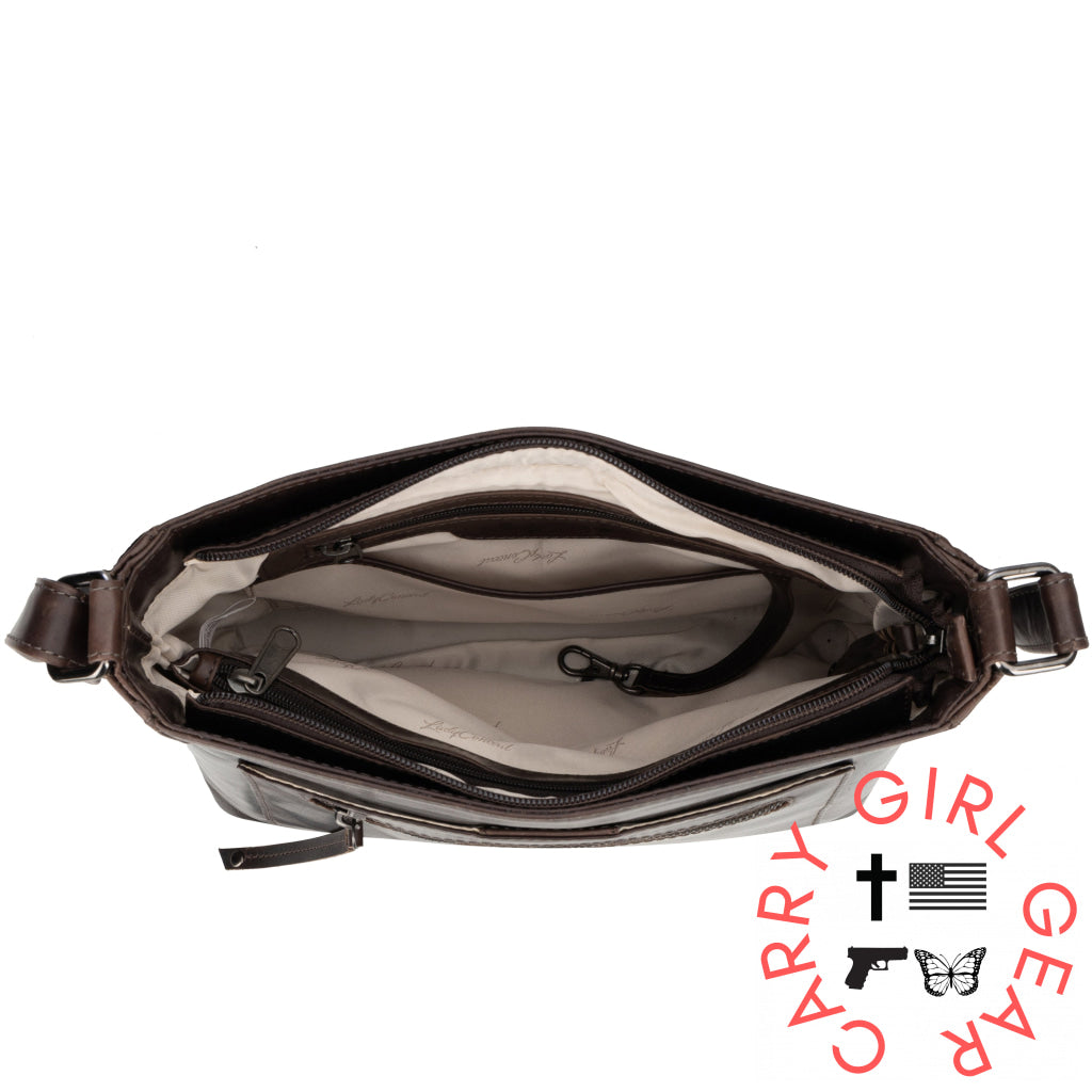 Concealed Carry Delaney Leather Crossbody By Lady Conceal Bags