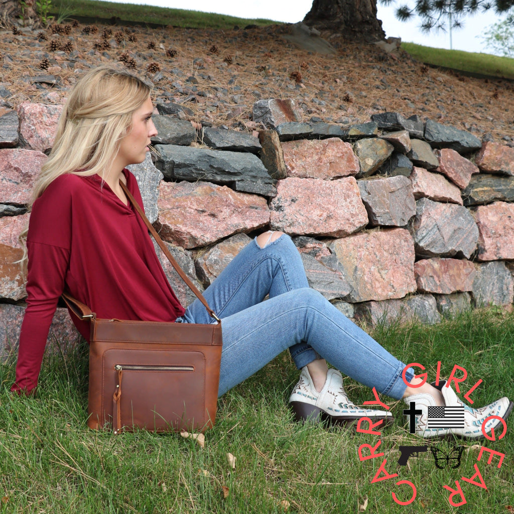 Concealed Carry Delaney Leather Crossbody By Lady Conceal Bags