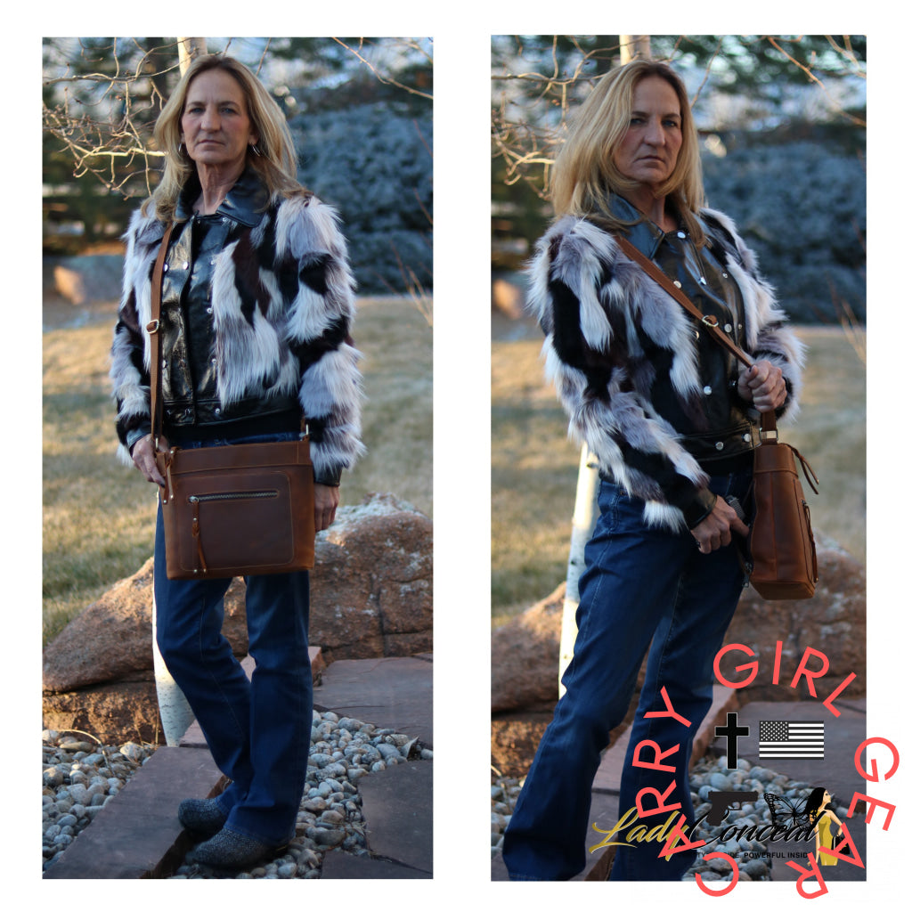 Concealed Carry Delaney Leather Crossbody By Lady Conceal Bags
