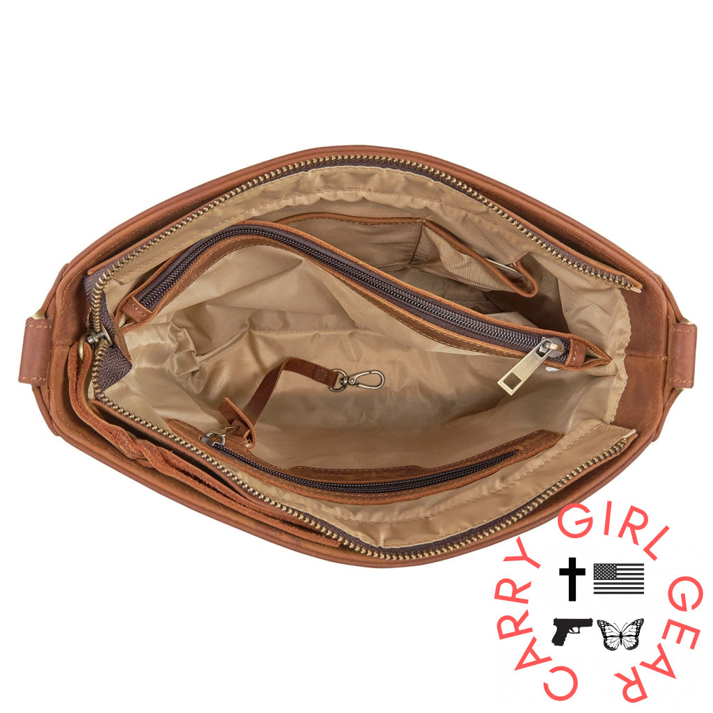 Concealed Carry Delaney Leather Crossbody By Lady Conceal Bags