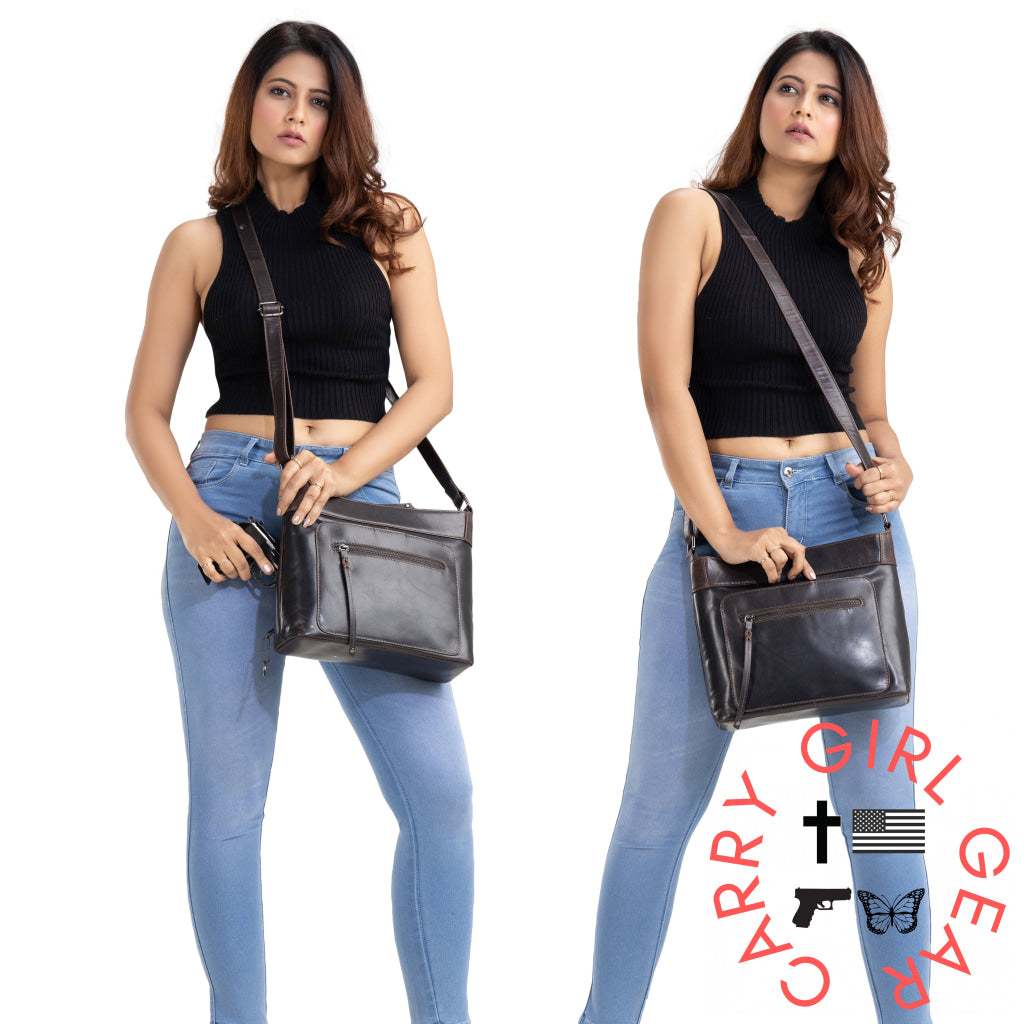 Concealed Carry Delaney Leather Crossbody By Lady Conceal Bags