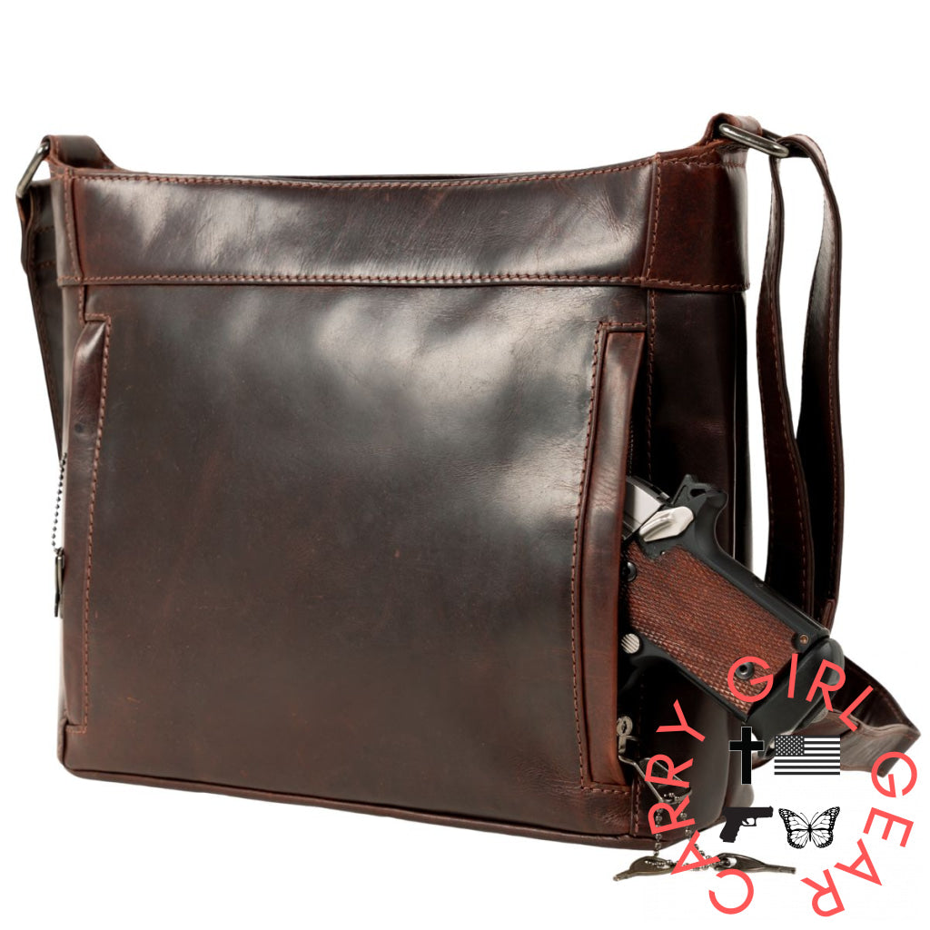 Concealed Carry Delaney Leather Crossbody By Lady Conceal Bags