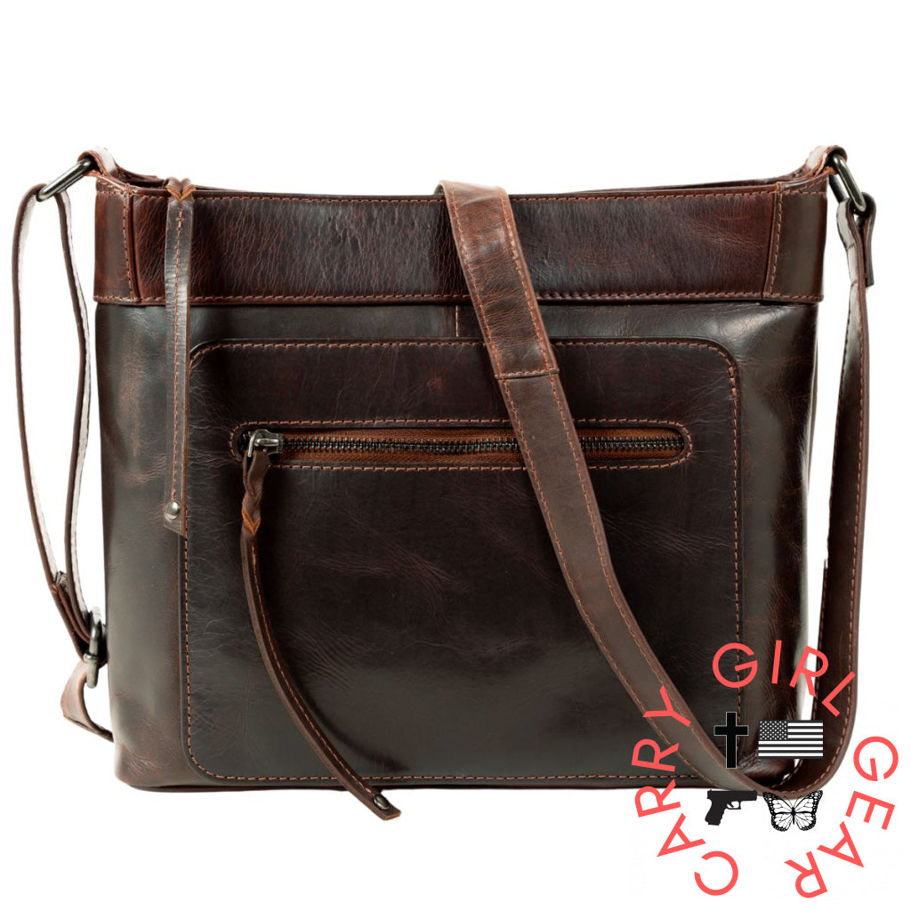 Concealed Carry Delaney Leather Crossbody By Lady Conceal Dark Mahogany Bags