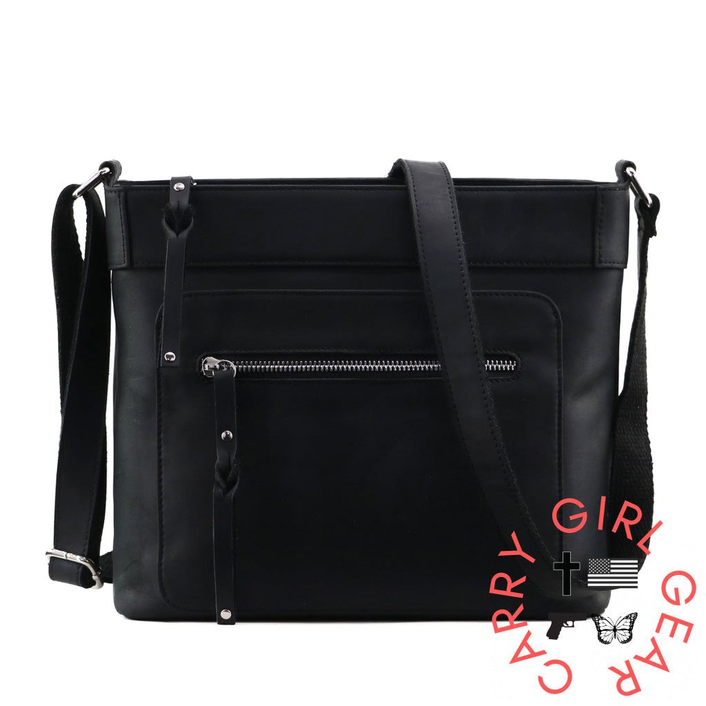 Concealed Carry Delaney Leather Crossbody By Lady Conceal Distressed Black Bags
