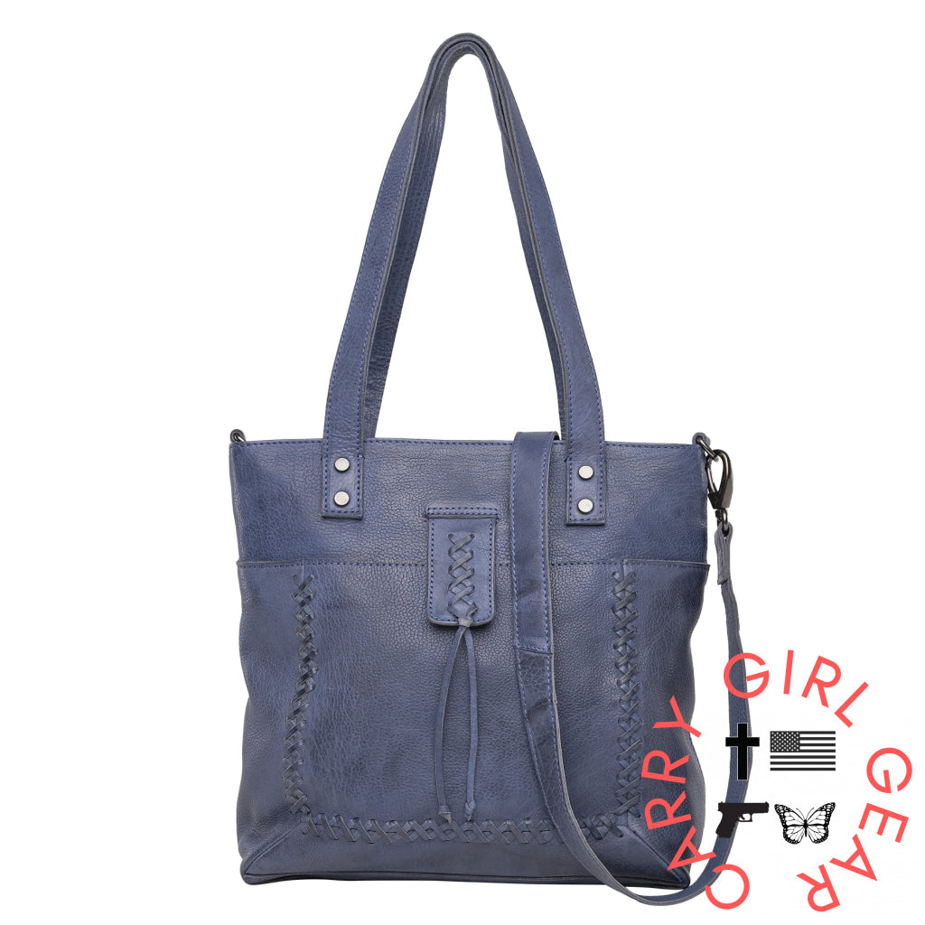 Concealed Carry Eden Leather Tote By Lady Conceal Blue Totes