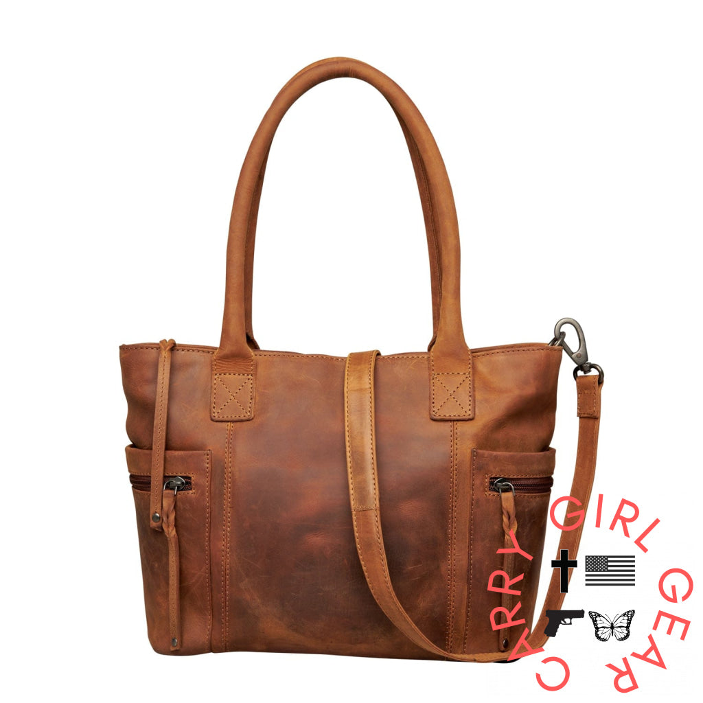 Concealed Carry Emerson Satchel By Lady Conceal Cognac Satchels