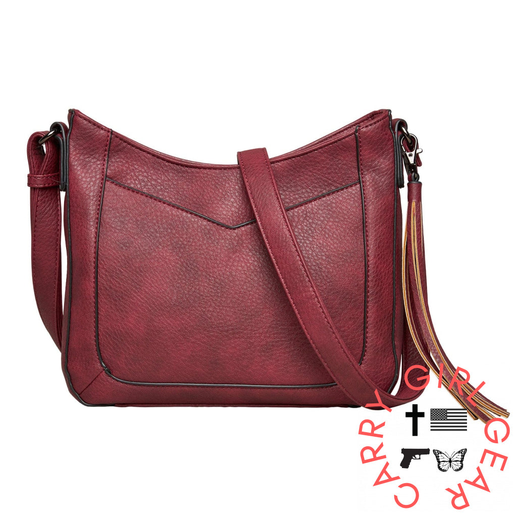 Concealed Carry Emery Crossbody With Rfid Slim Wallet By Lady Conceal Burgundy Bags
