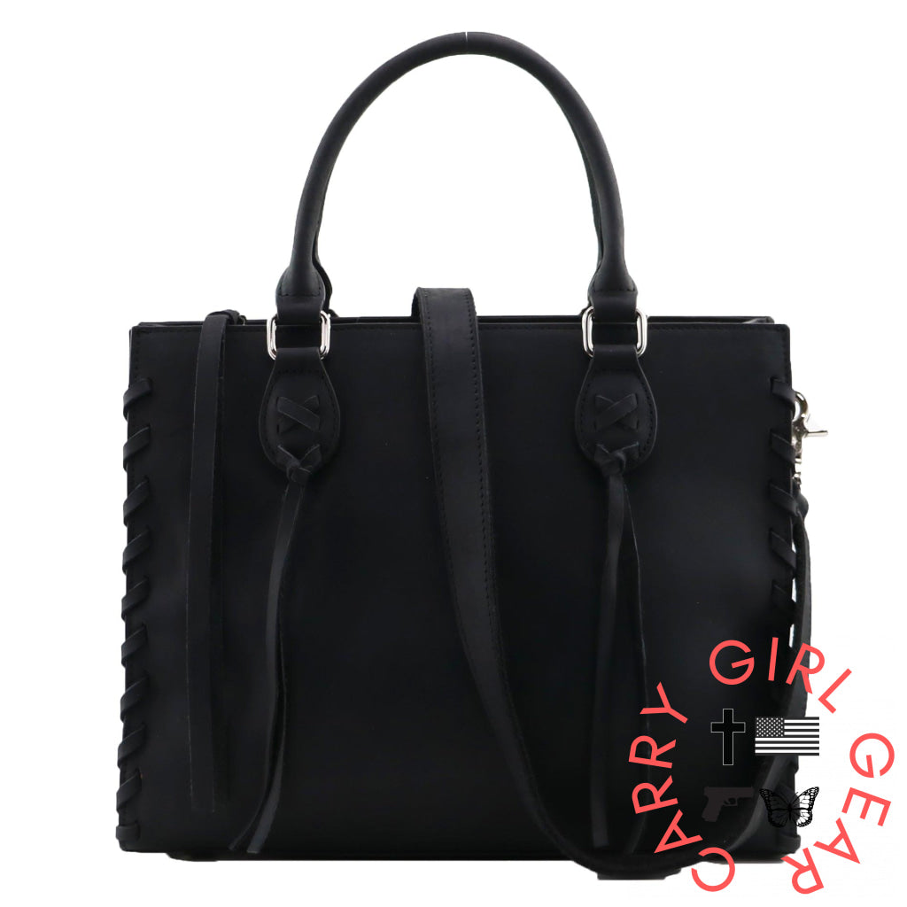 Concealed Carry Emma Leather Satchel By Lady Conceal Distressed Black Satchels