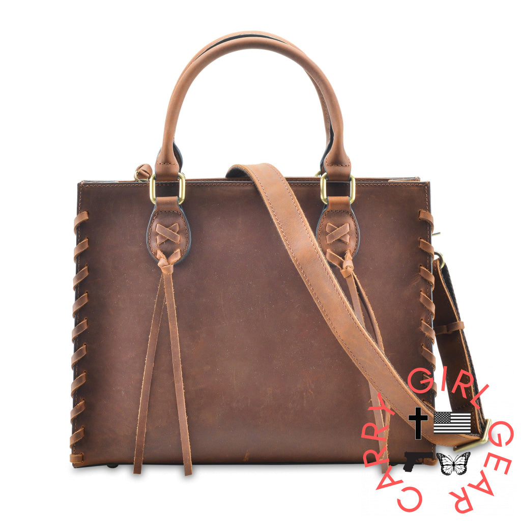 Concealed Carry Emma Leather Satchel By Lady Conceal Distressed Brown Satchels