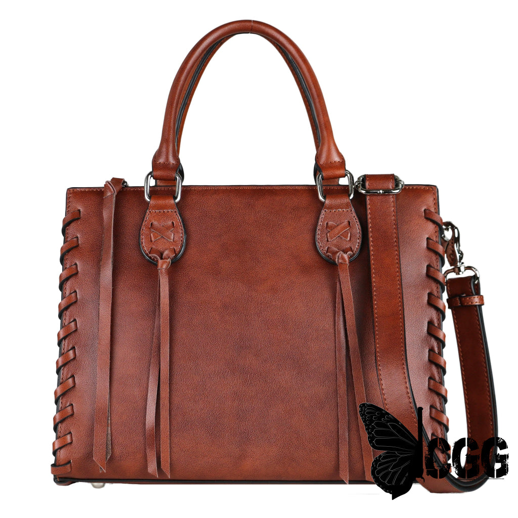 Concealed Carry Emma Leather Satchel By Lady Conceal Mahogany Satchels