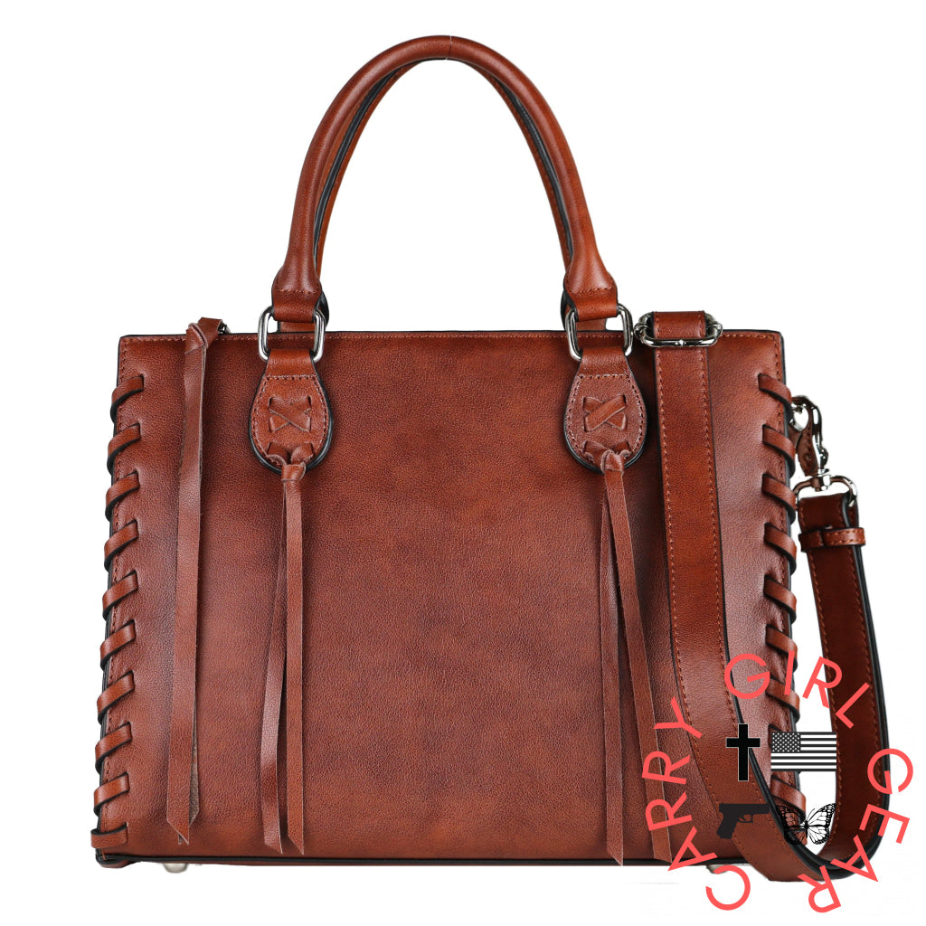Concealed Carry Emma Leather Satchel By Lady Conceal Mahogany Satchels