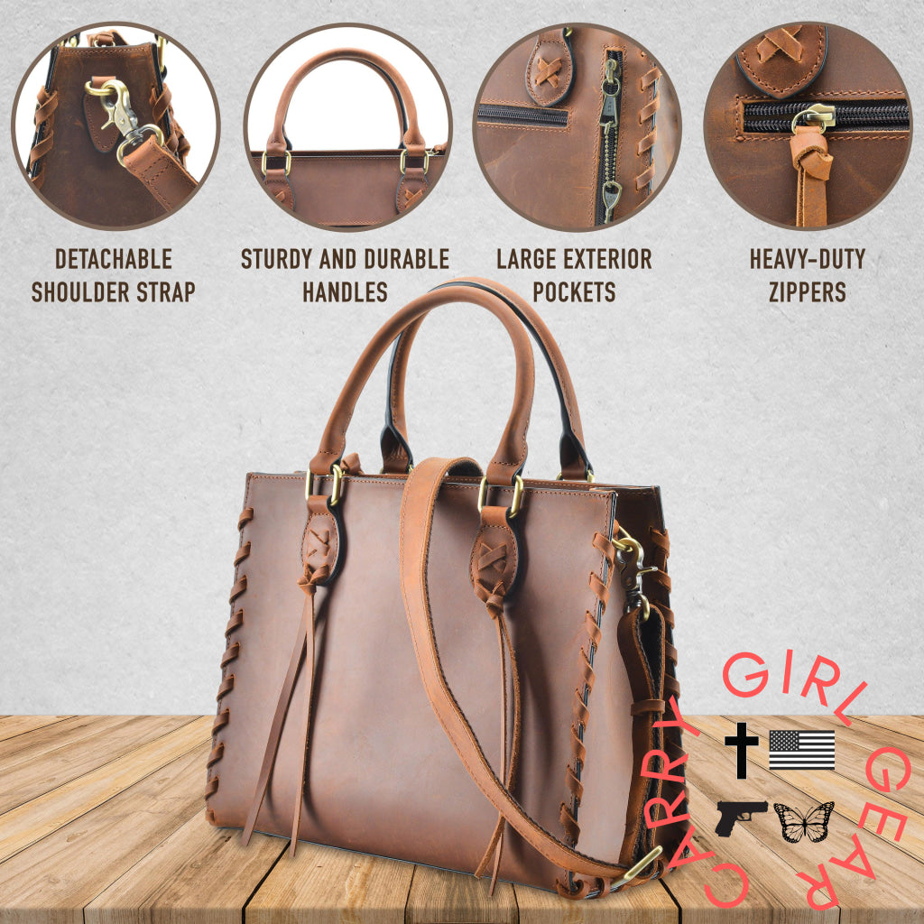 Concealed Carry Emma Leather Satchel By Lady Conceal Satchels