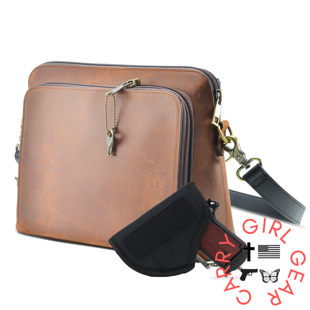 Concealed Carry Evelyn Leather Crossbody By Lady Conceal Bags