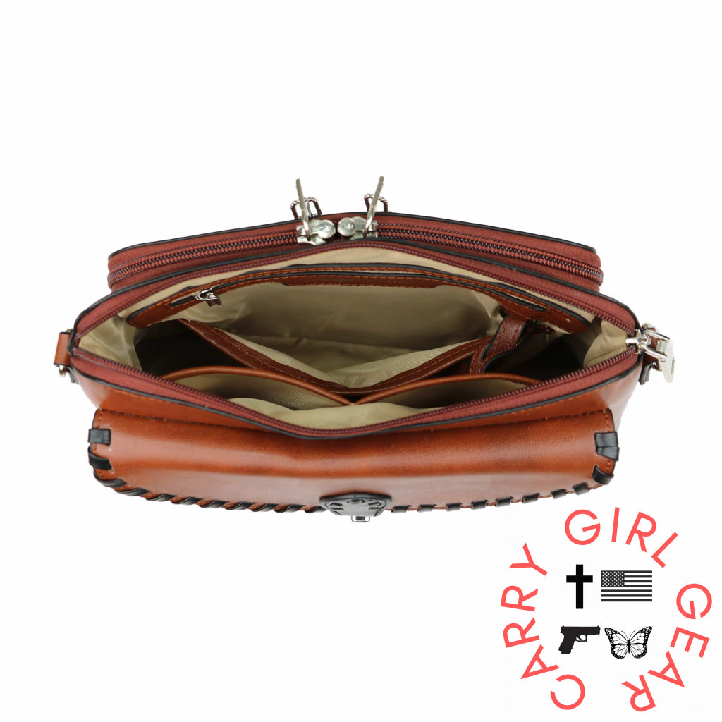Concealed Carry Evelyn Leather Crossbody By Lady Conceal Bags