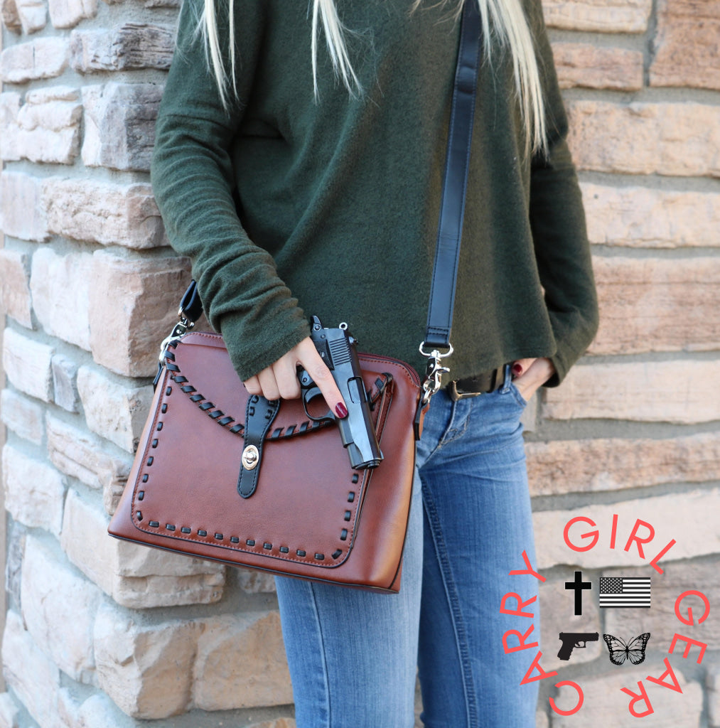 Concealed Carry Evelyn Leather Crossbody By Lady Conceal Bags