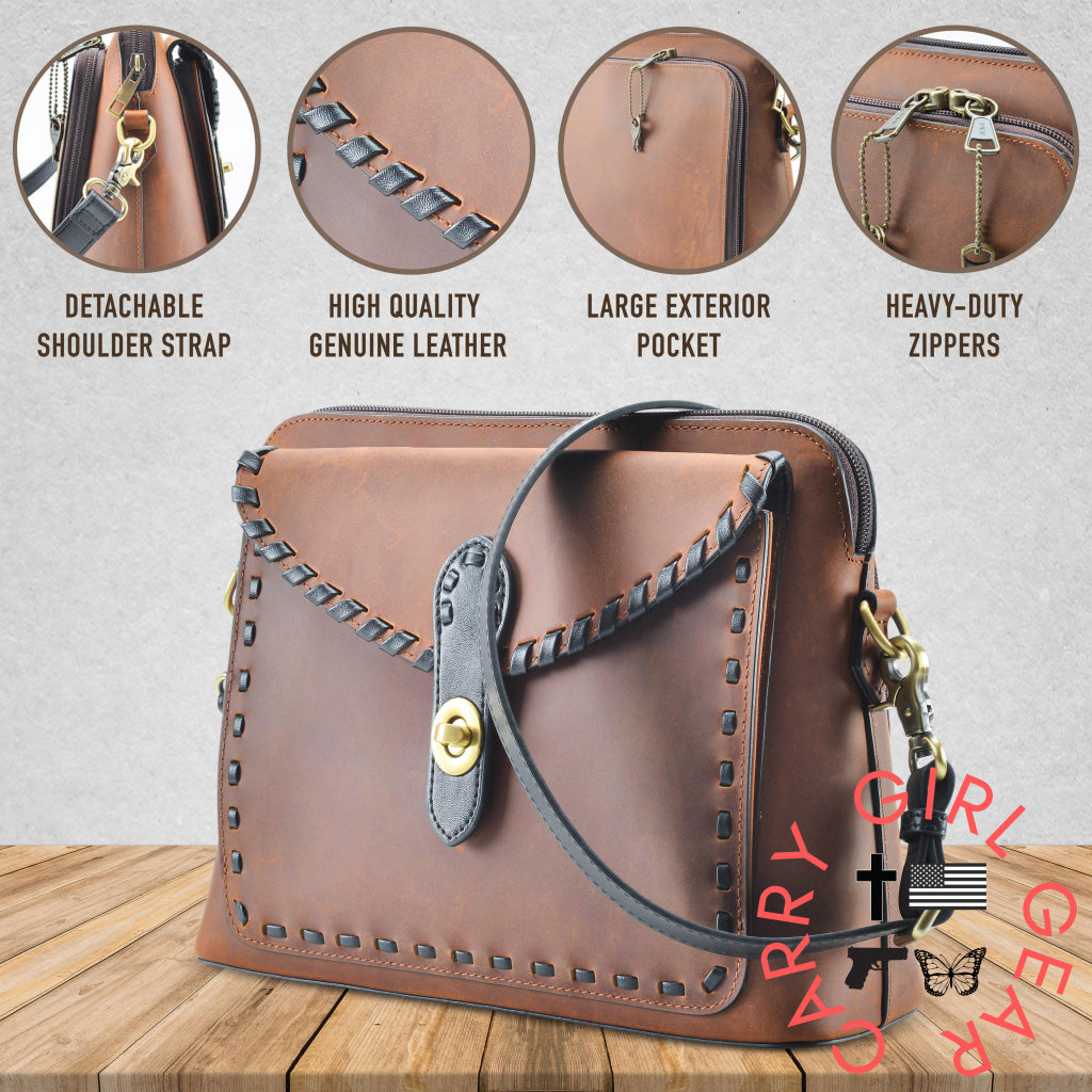 Concealed Carry Evelyn Leather Crossbody By Lady Conceal Bags