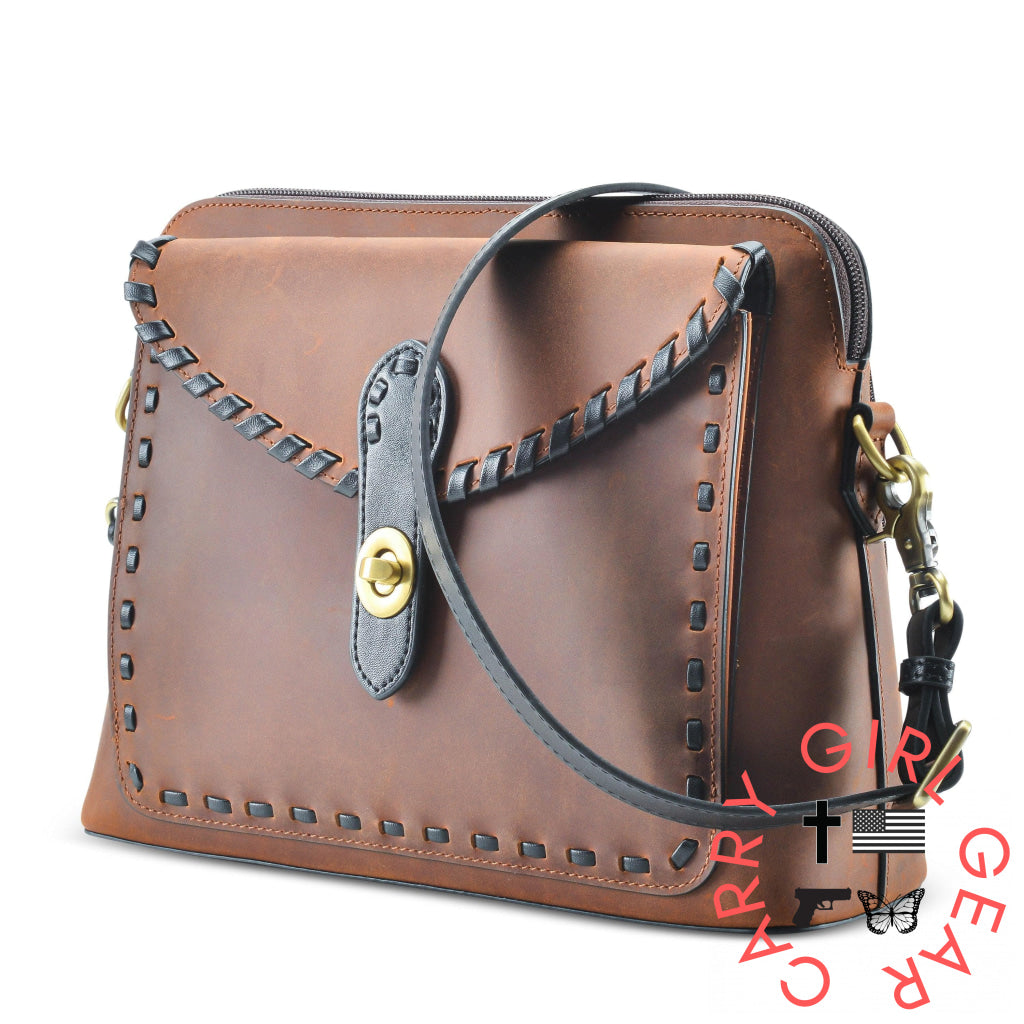 Concealed Carry Evelyn Leather Crossbody By Lady Conceal Bags