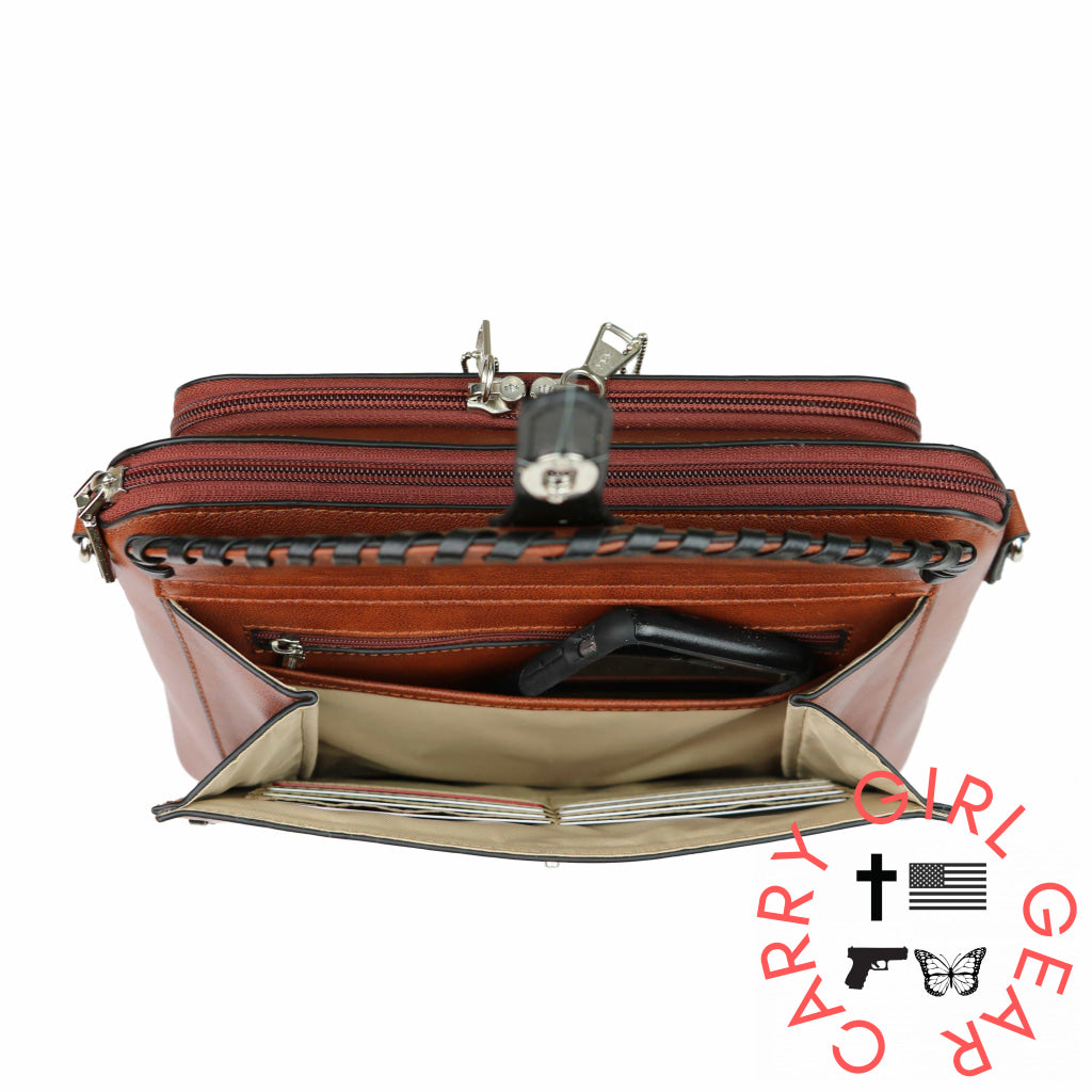 Concealed Carry Evelyn Leather Crossbody By Lady Conceal Bags