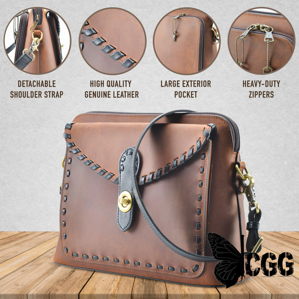 Concealed Carry Evelyn Leather Crossbody By Lady Conceal Bags