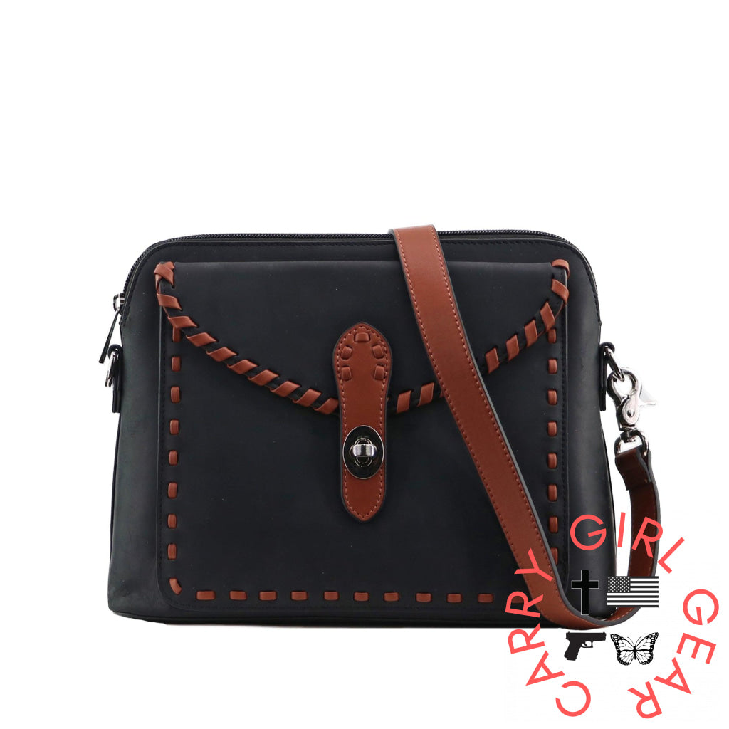Concealed Carry Evelyn Leather Crossbody By Lady Conceal Black Bags