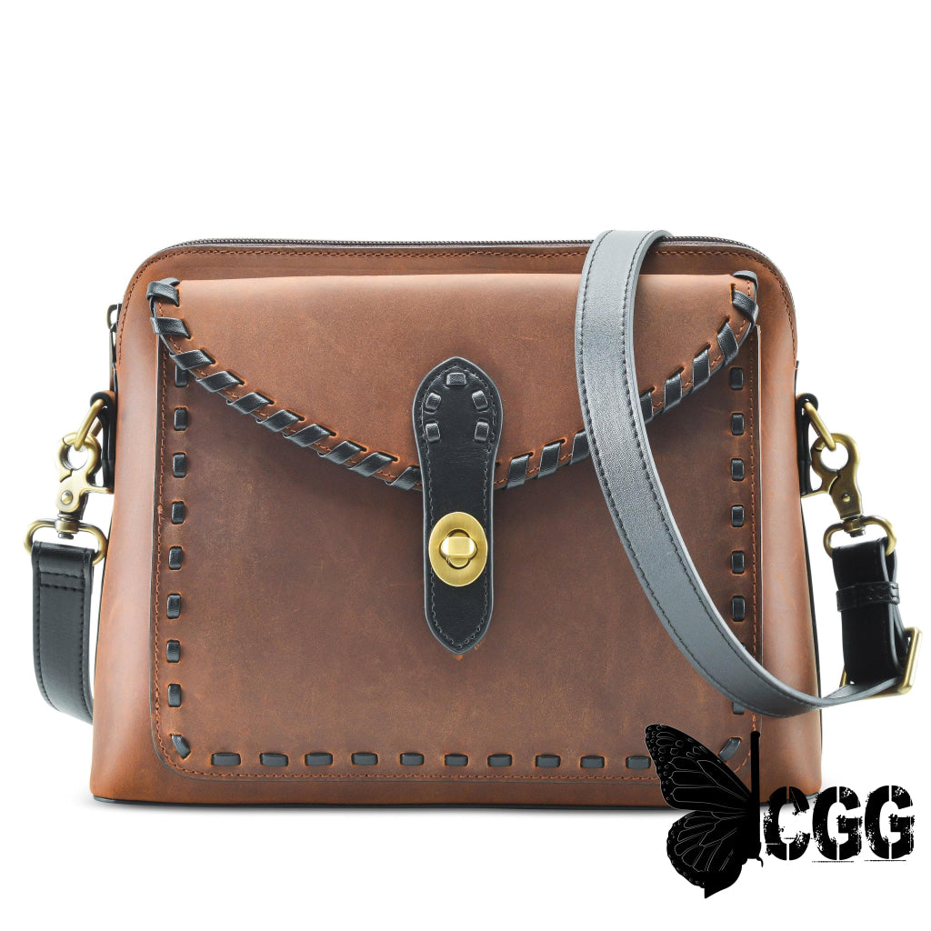 Concealed Carry Evelyn Leather Crossbody By Lady Conceal Distressed Brown Bags